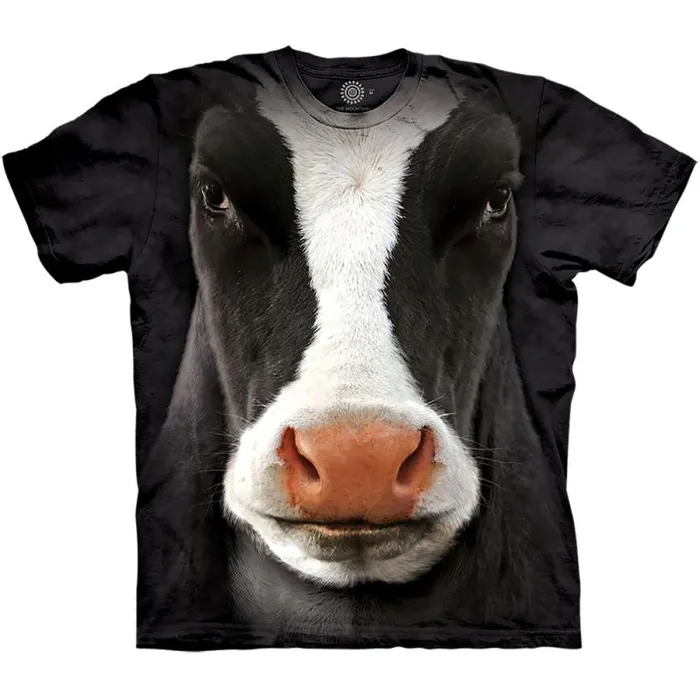 Liquid Blue TShirt Men Black Cow Face Classic Cotton TShirt