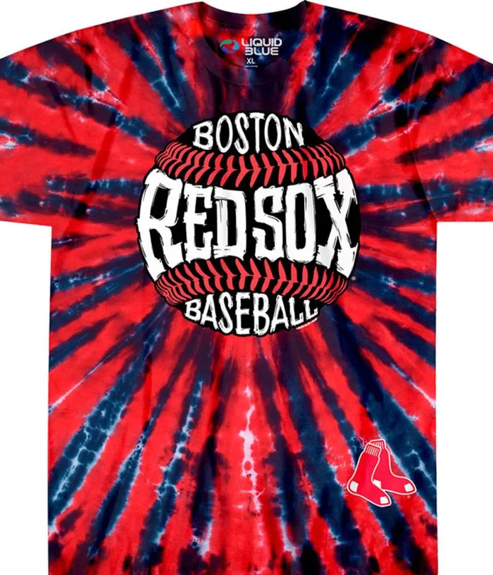 Liquid Blue TShirt Men Boston Red Sox Burst TieDye TShirt