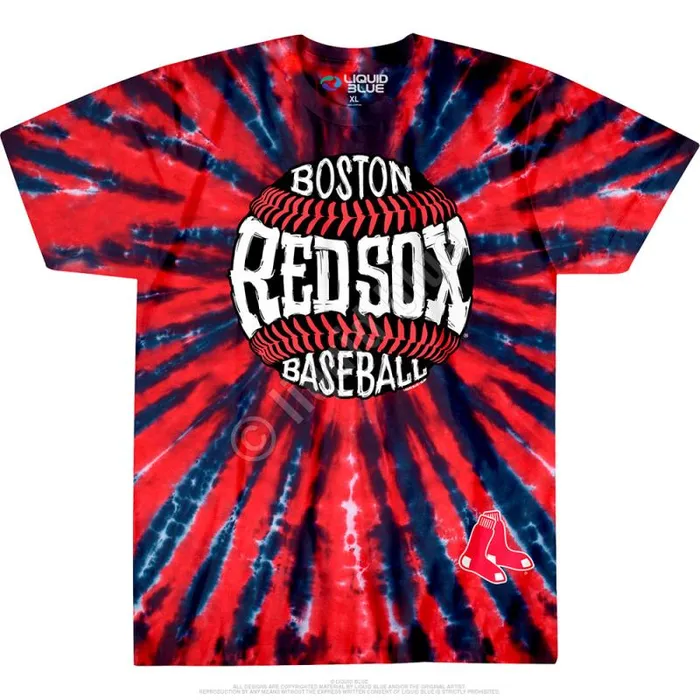 Liquid Blue TShirt Men Boston Red Sox Burst TieDye TShirt