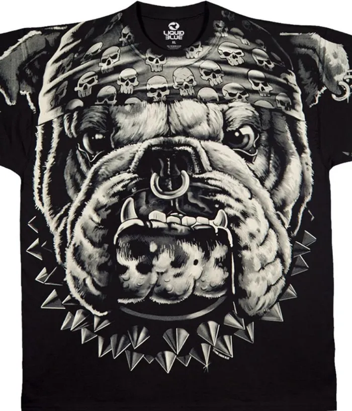 Liquid Blue TShirt Men Cats Suck Bulldog Black TShirt