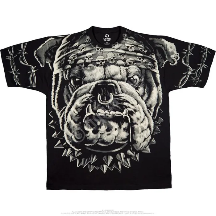 Liquid Blue TShirt Men Cats Suck Bulldog Black TShirt