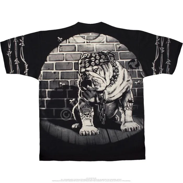 Liquid Blue TShirt Men Cats Suck Bulldog Black TShirt