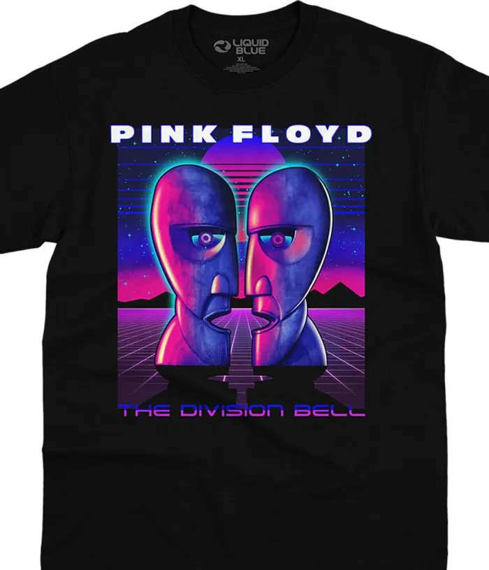 Liquid Blue TShirt Men Division Bell Vaporwave Black TShirt