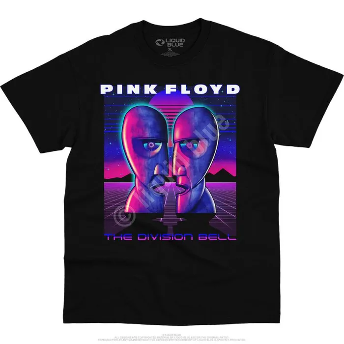 Liquid Blue TShirt Men Division Bell Vaporwave Black TShirt