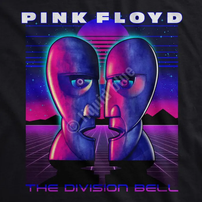 Liquid Blue TShirt Men Division Bell Vaporwave Black TShirt