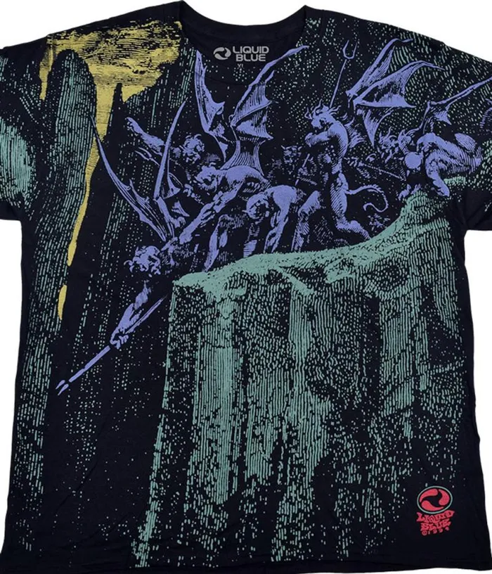 Liquid Blue TShirt Men Dore Demons Black TShirt