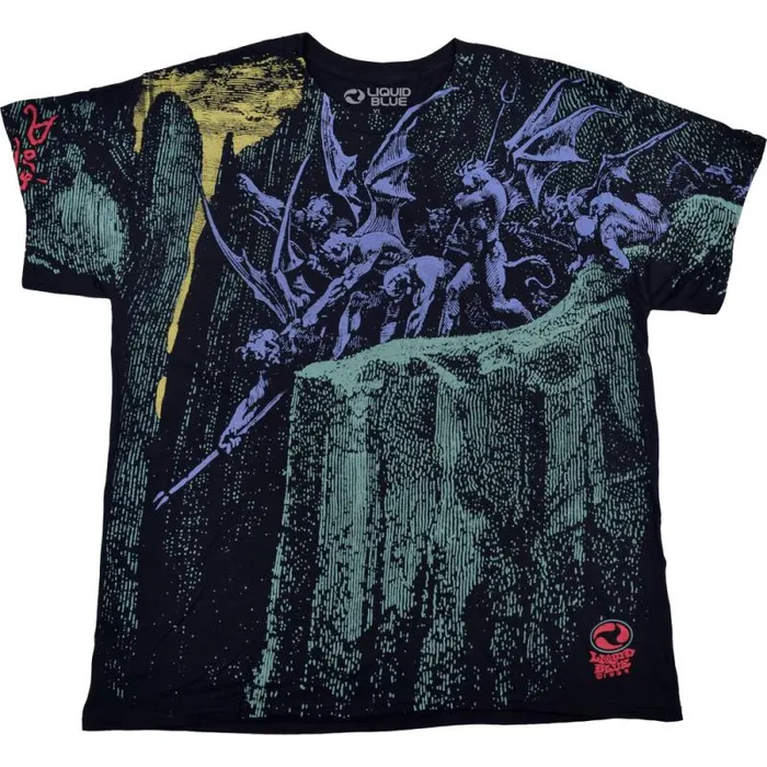 Liquid Blue TShirt Men Dore Demons Black TShirt