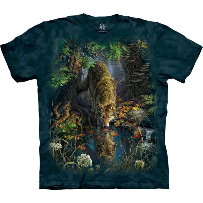 Liquid Blue TShirt Men Enchanted Wolf Pool Classic Cotton TShirt