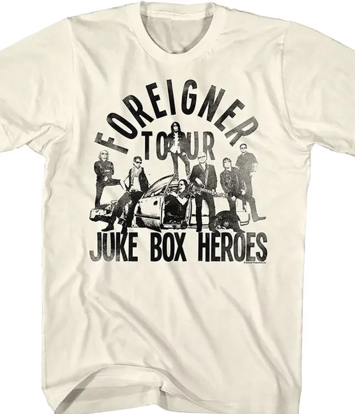 Liquid Blue TShirt Men Foreigner Juke Box Heroes Tan TShirt