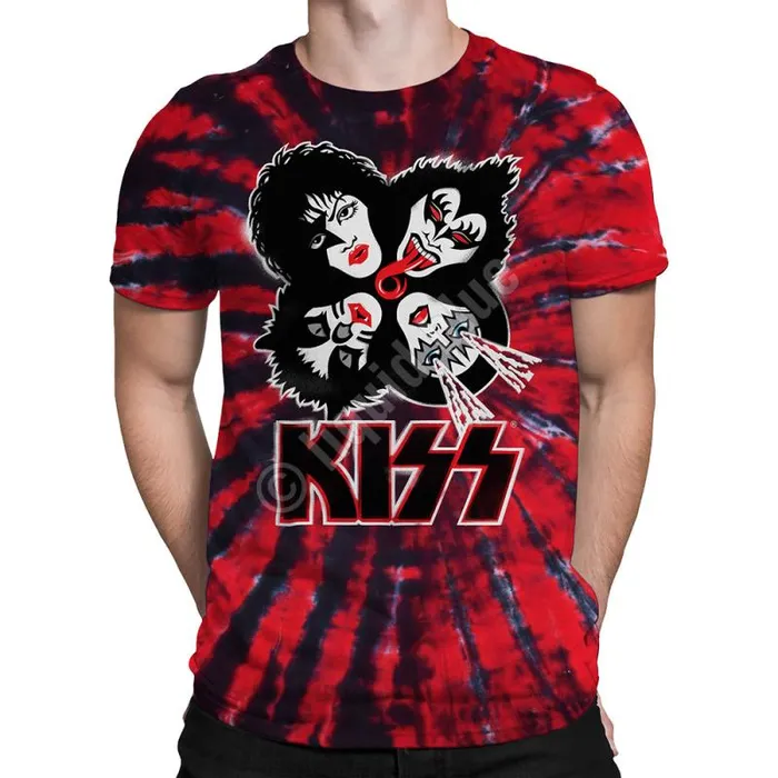 Liquid Blue TShirt Men KISS Burst TieDye TShirt