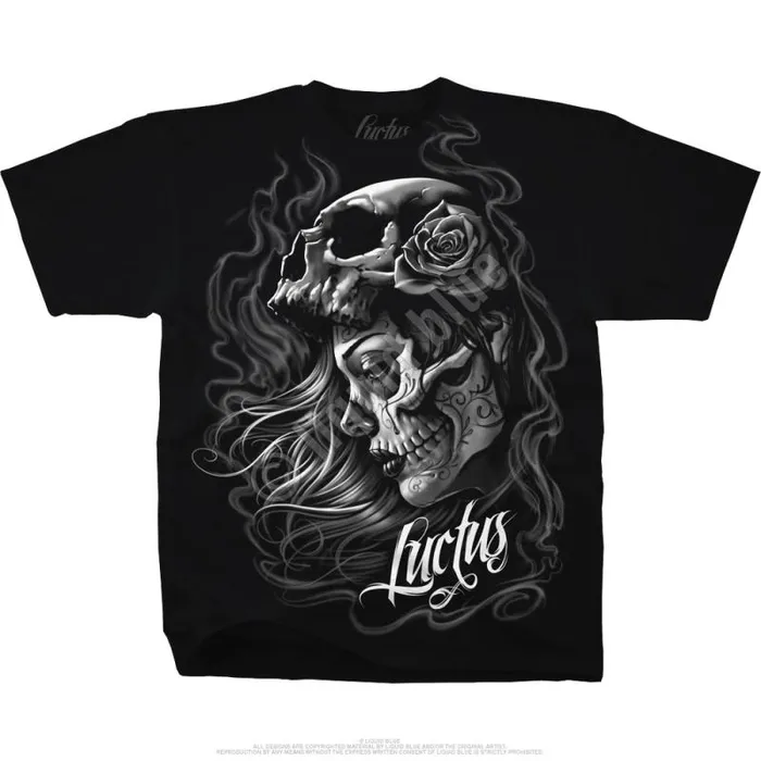 Liquid Blue TShirt Men Lady Of The Dead Black TShirt