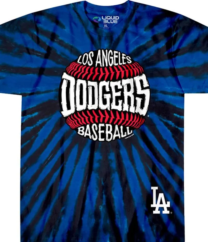 Liquid Blue TShirt Men Los Angeles Dodgers Burst TieDye TShirt