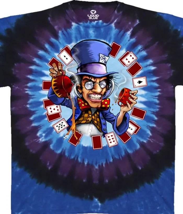 Liquid Blue TShirt Men Mad Hatter TieDye TShirt