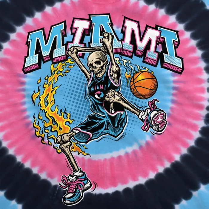 Liquid Blue TShirt Men Miami Dunker Basketball Skeleton TieDye TShirt
