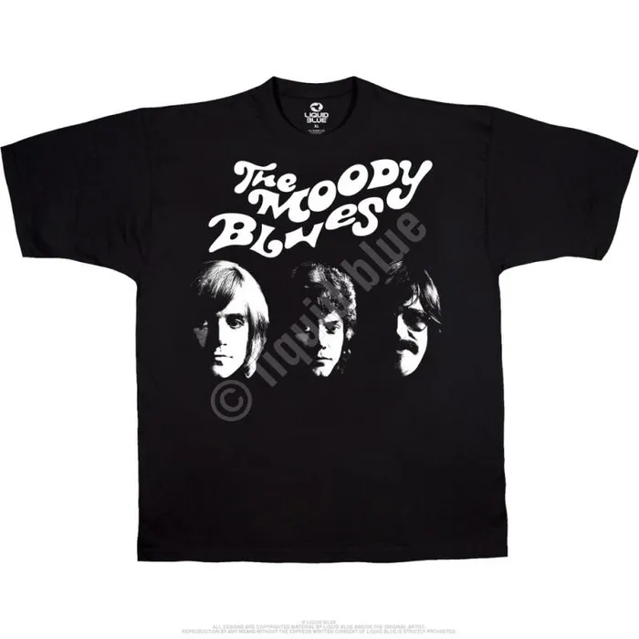 Liquid Blue TShirt Men Moody Blues Silhouette Black TShirt