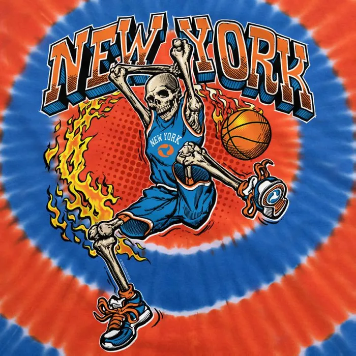 Liquid Blue TShirt Men New York Dunker Basketball Skeleton TieDye TShirt