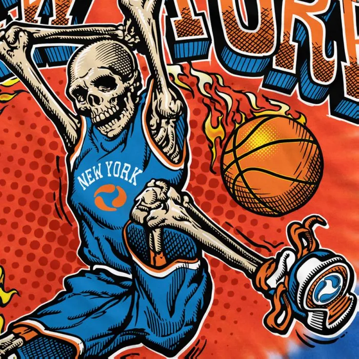 Liquid Blue TShirt Men New York Dunker Basketball Skeleton TieDye TShirt