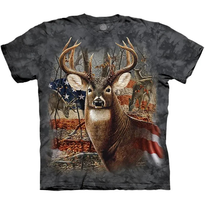 Liquid Blue TShirt Men Patriotic Buck Classic Cotton TShirt