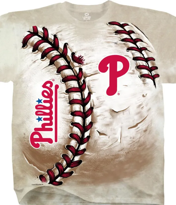 Liquid Blue TShirt Men Philadelphia Phillies Hardball TieDye TShirt