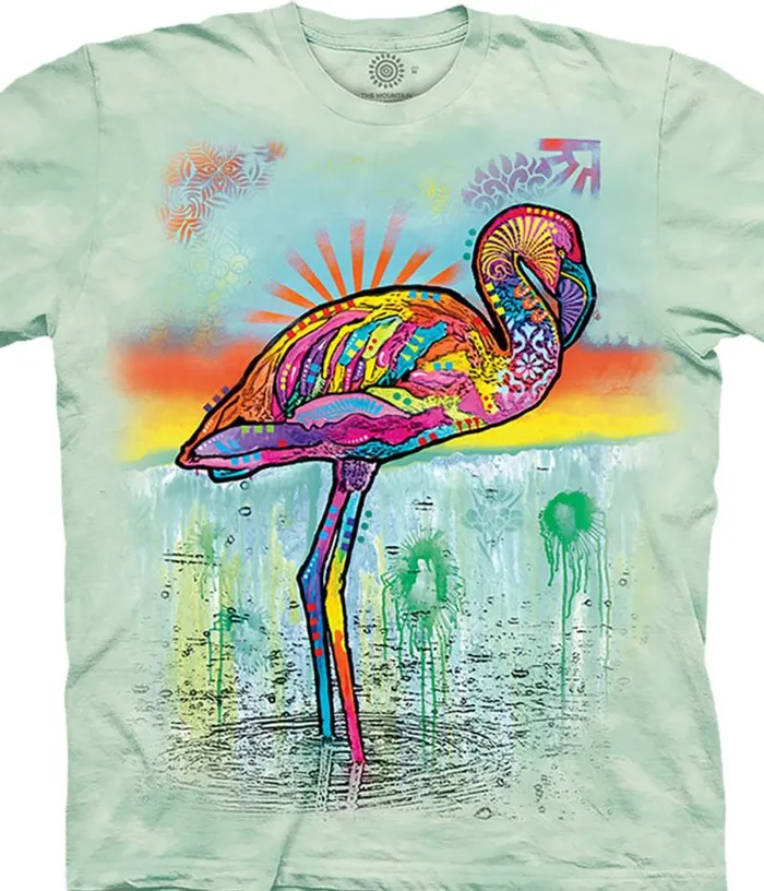 Liquid Blue TShirt Men Pink Flamingo Classic Cotton TShirt