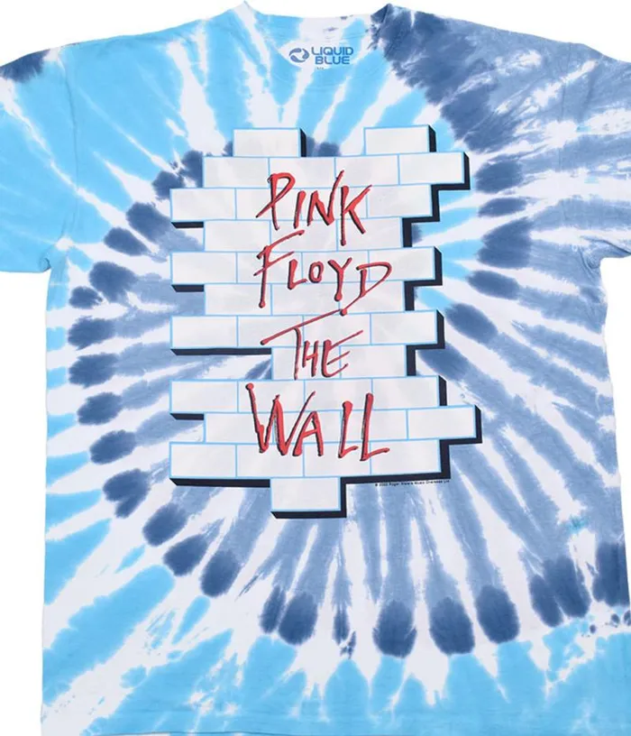 Liquid Blue TShirt Men Pink Floyd The Wall TieDye TShirt