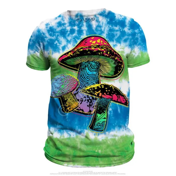 Liquid Blue TShirt Men Psychedelic Shrooms TieDye TShirt