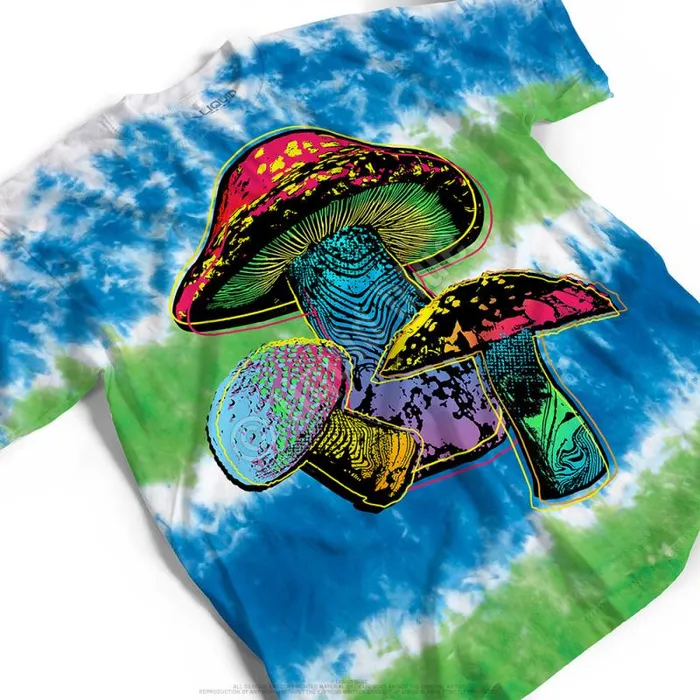 Liquid Blue TShirt Men Psychedelic Shrooms TieDye TShirt