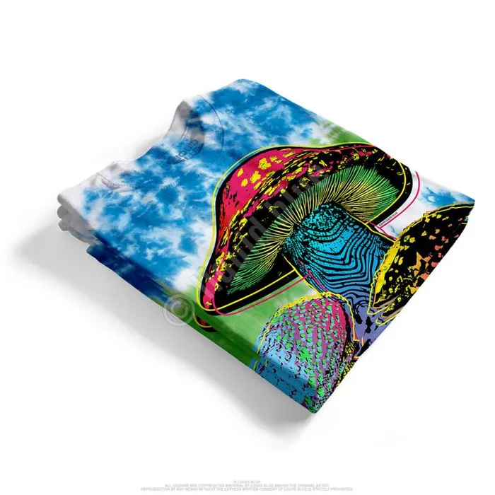 Liquid Blue TShirt Men Psychedelic Shrooms TieDye TShirt