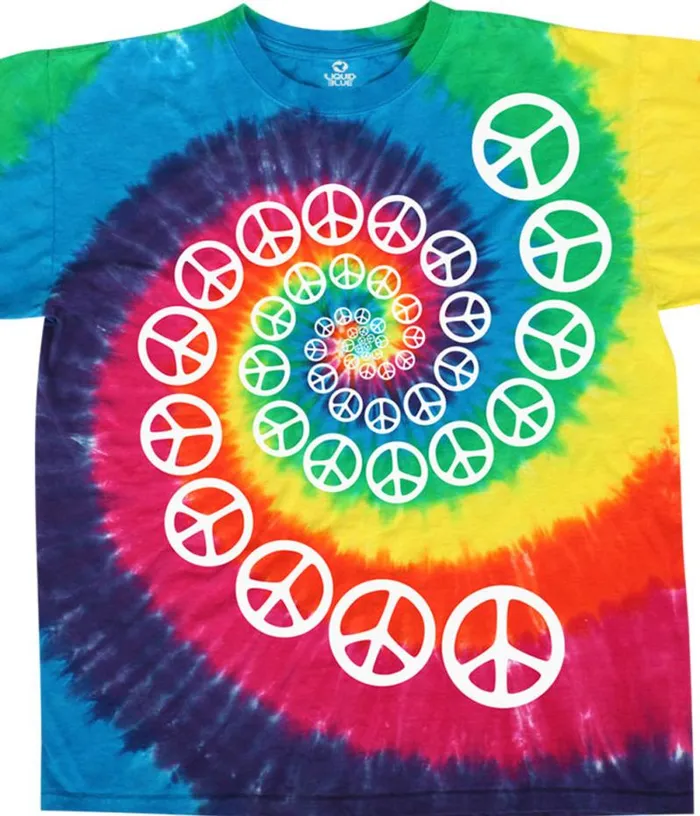 Liquid Blue TShirt Men Rainbow Spiral Peace TieDye TShirt