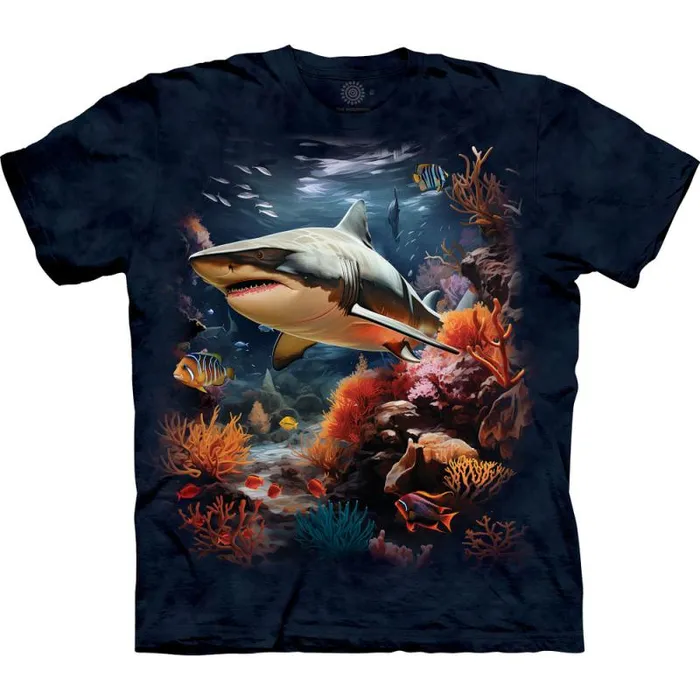Liquid Blue TShirt Men Reef Ruler Shark Classic Cotton TShirt