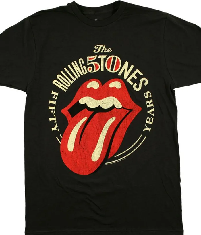 Liquid Blue TShirt Men Rolling Stones 50 Years Black TShirt