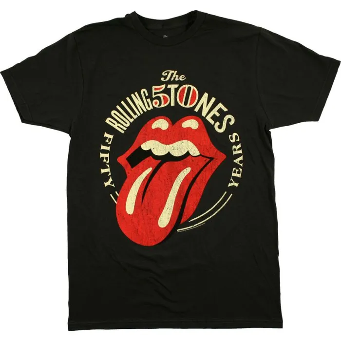 Liquid Blue TShirt Men Rolling Stones 50 Years Black TShirt