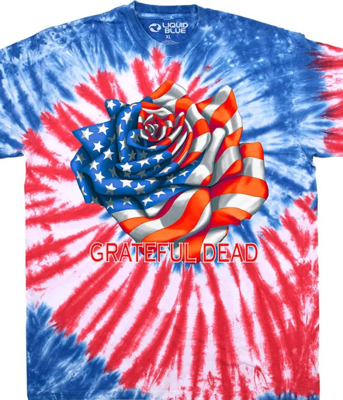 Liquid Blue TShirt Men Rose Flag TShirt