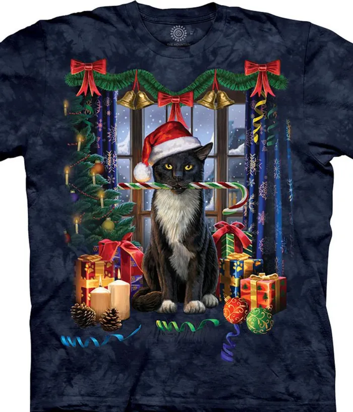 Liquid Blue TShirt Men Santa Paws Classic Cotton TShirt