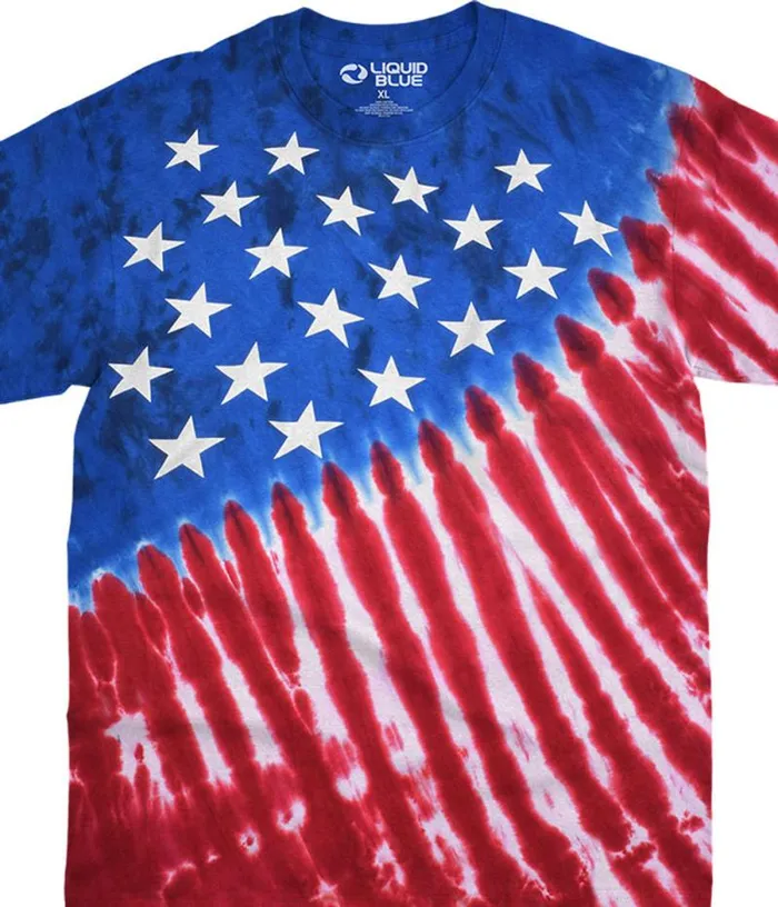 Liquid Blue TShirt Men Stars And Stripes TieDye TShirt