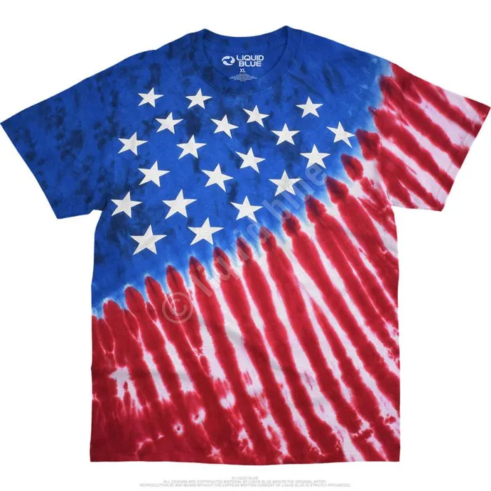 Liquid Blue TShirt Men Stars And Stripes TieDye TShirt