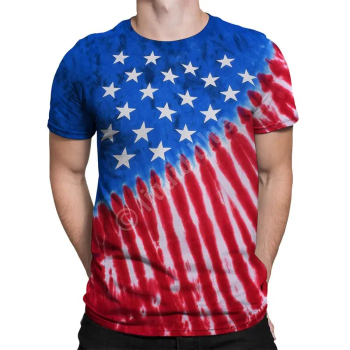 Liquid Blue TShirt Men Stars And Stripes TieDye TShirt