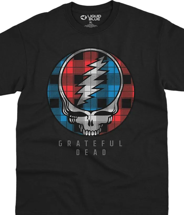 Liquid Blue TShirt Men Steal Your Plaid Black TShirt