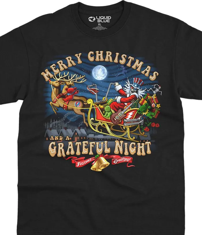Liquid Blue TShirt Men Steal Your Sleigh Black TShirt