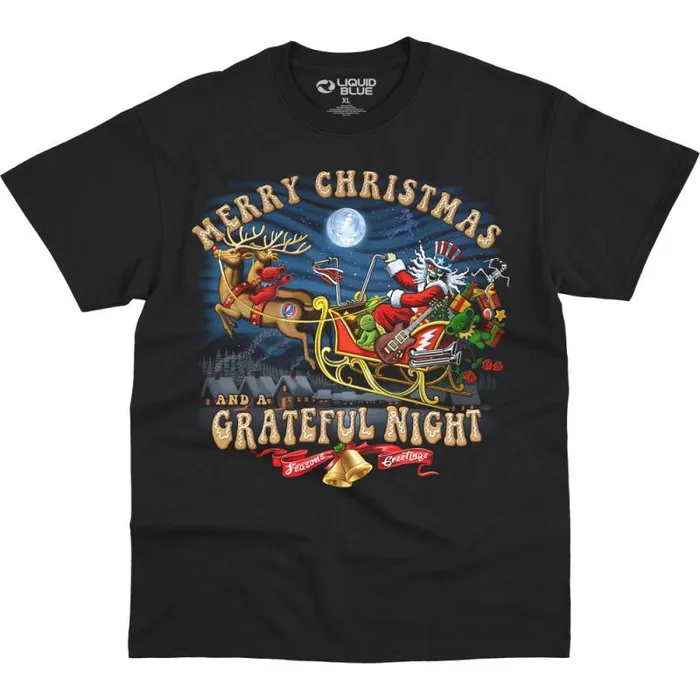 Liquid Blue TShirt Men Steal Your Sleigh Black TShirt