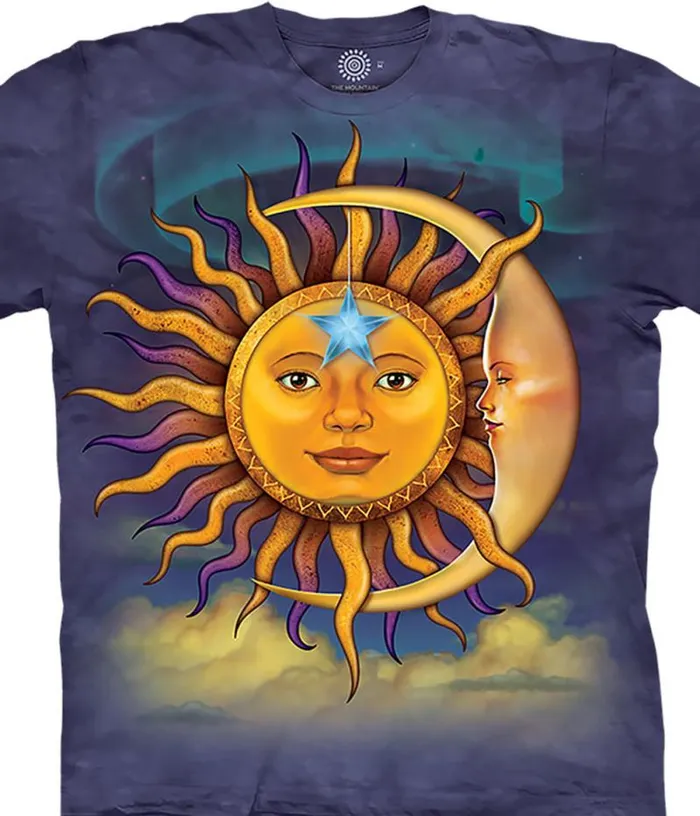 Liquid Blue TShirt Men Sun Moon Classic Cotton TShirt