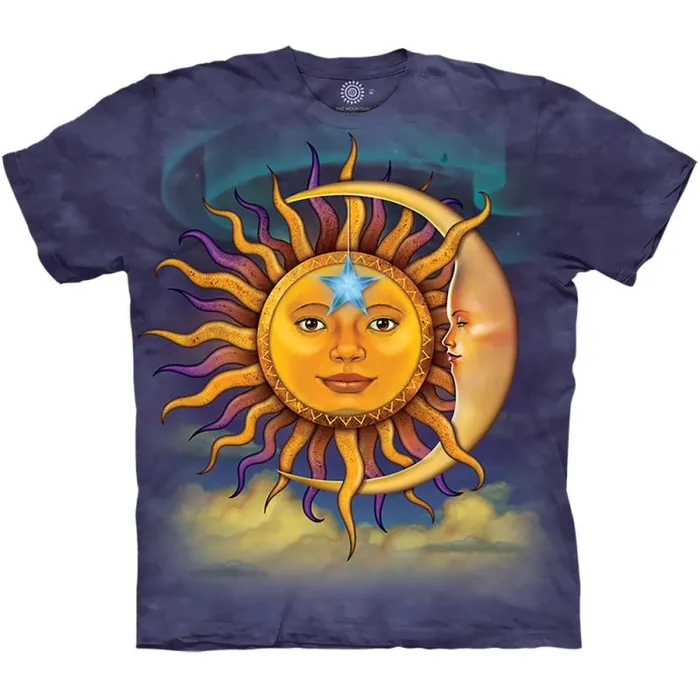 Liquid Blue TShirt Men Sun Moon Classic Cotton TShirt