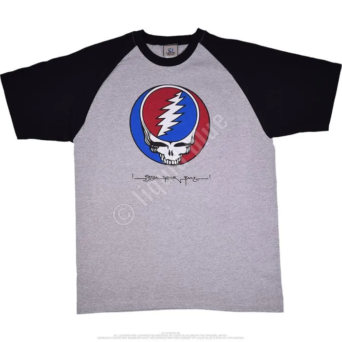 Liquid Blue TShirt Men SYF Raglan Heather Grey TShirt