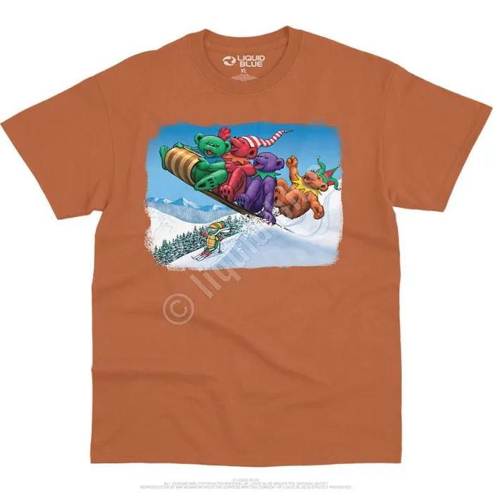 Liquid Blue TShirt Men Toboggan Bears TShirt
