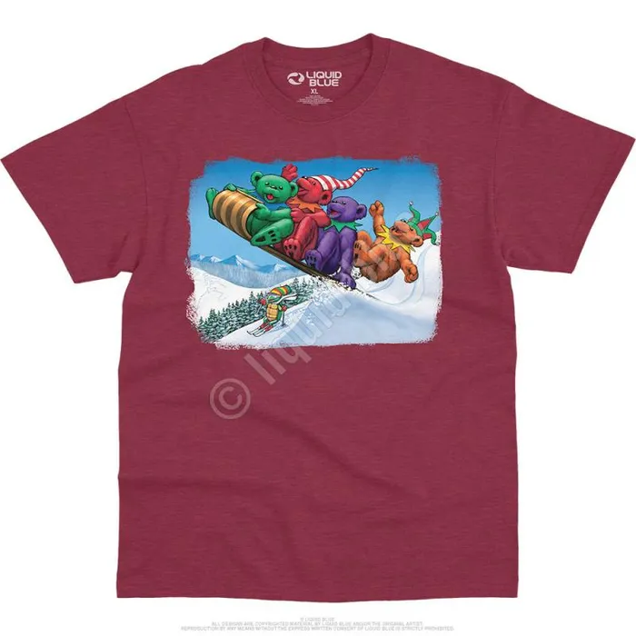 Liquid Blue TShirt Men Toboggan Bears TShirt