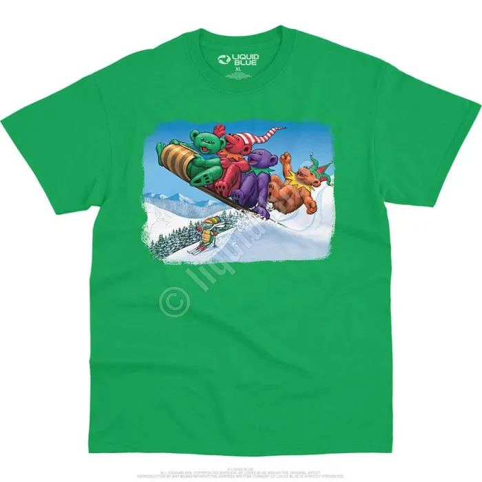 Liquid Blue TShirt Men Toboggan Bears TShirt