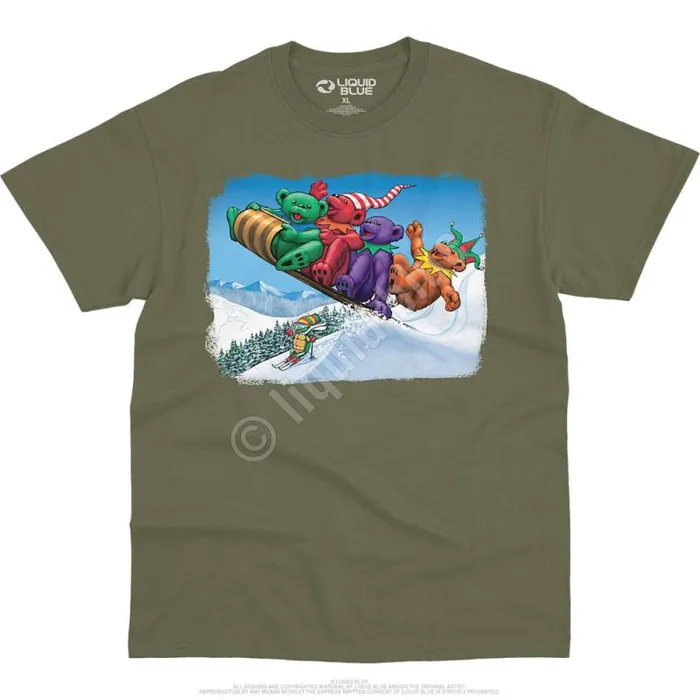 Liquid Blue TShirt Men Toboggan Bears TShirt