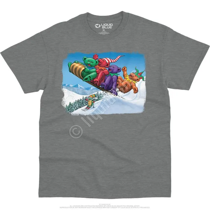 Liquid Blue TShirt Men Toboggan Bears TShirt