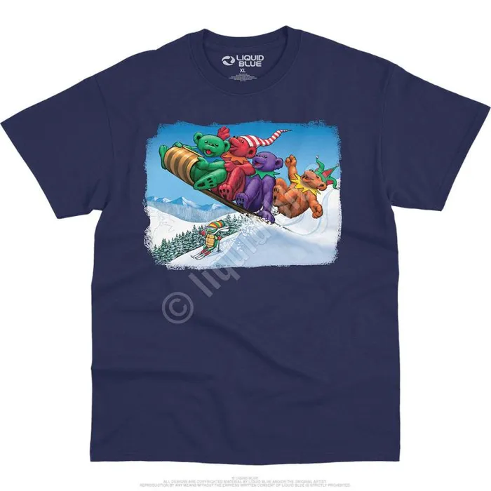 Liquid Blue TShirt Men Toboggan Bears TShirt