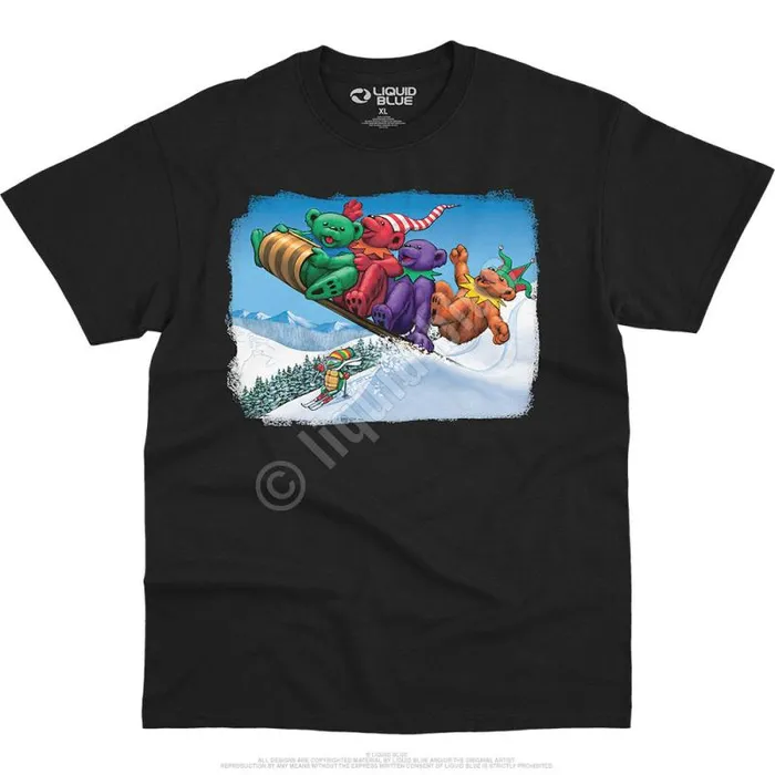 Liquid Blue TShirt Men Toboggan Bears TShirt